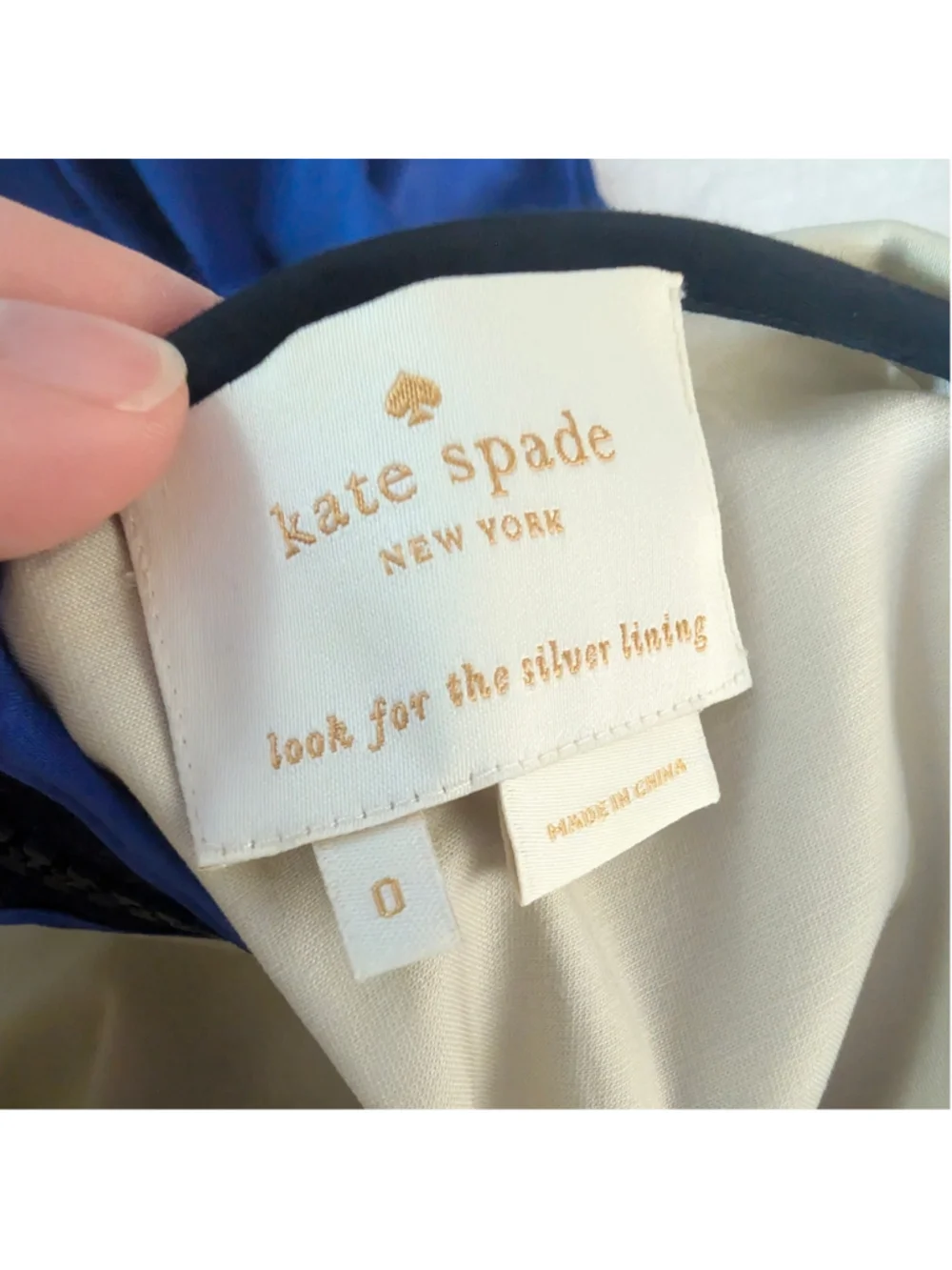Kate Spade New York Cotton Colorblock Fit Flare Cream Blue Dress - 0 - See Note